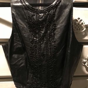 Cute leather beaded crop top from boutique